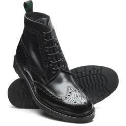 Discount Black Calf 6 Eye Derby Brogue Boot Logger Boots|Derby Boots