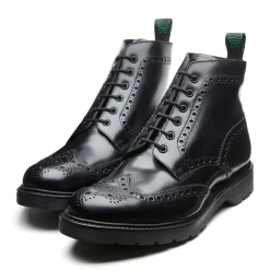 Discount Black Calf 6 Eye Derby Brogue Boot Logger Boots|Derby Boots