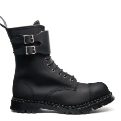 Clearance Black Greasy 10 Eye Steel Toe Capped Zip Twin Strap Derby Boot Women Zip Boots|Steel Toe Boots