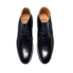 Discount Black Hi-Shine 3 Eye Chukka Boot Logger Boots|Chukka Boots