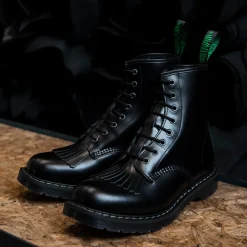 Fashion Black Hi-Shine 8 Eye Derby Boot & Boot Kiltie Bundles|Logger Boots