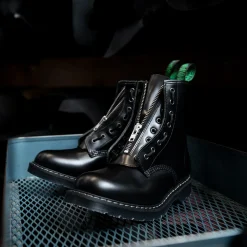 Shop Black Hi-Shine 8 Eye Derby Boot & Zip Guard Bundles|Logger Boots