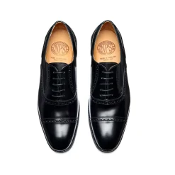 Cheap Black Hi-Shine 5 Eye Oxford Semi-Brogue Shoe Oxford Shoes|Logger Boots