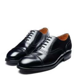 Cheap Black Hi-Shine 5 Eye Oxford Semi-Brogue Shoe Oxford Shoes|Logger Boots