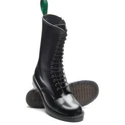 Online Black Hi-Shine 14 Eye Zip Derby Boot Women Zip Boots|Derby Boots