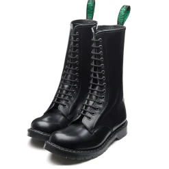 Online Black Hi-Shine 14 Eye Zip Derby Boot Women Zip Boots|Derby Boots