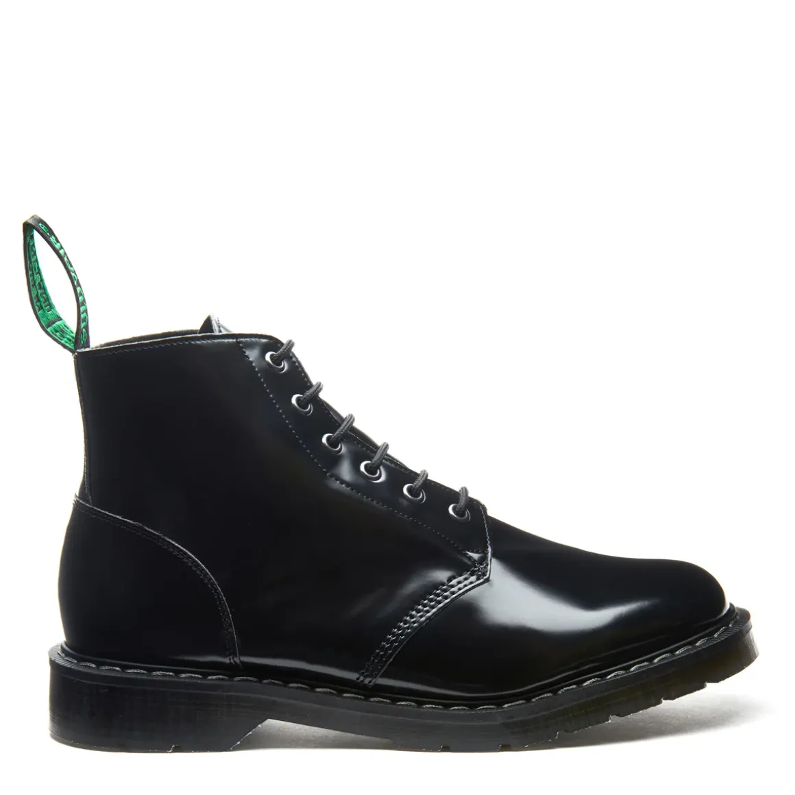 Cheap Black Hi-Shine Vegan 6 Eye Astronaut Boot Women Derby Boots|Astronaut Boots
