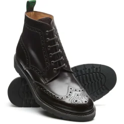 New Brown Calf 6 Eye Derby Brogue Boot Logger Boots|Brogue Boots