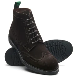 Hot Brown Suede 6 Eye Derby Brogue Boot Logger Boots|Brogue Boots