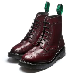 Sale Cherry Red Rub Off Vegan 6 Eye Derby Brogue Boot Women Derby Boots|Vegan Boots