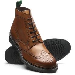 New Tan Calf 6 Eye Derby Brogue Boot Logger Boots|Brogue Boots