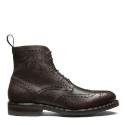 Cheap Walnut Brown Grain-Calf 6 Eye Derby Brogue Boot Derby Boots|Brogue Boots